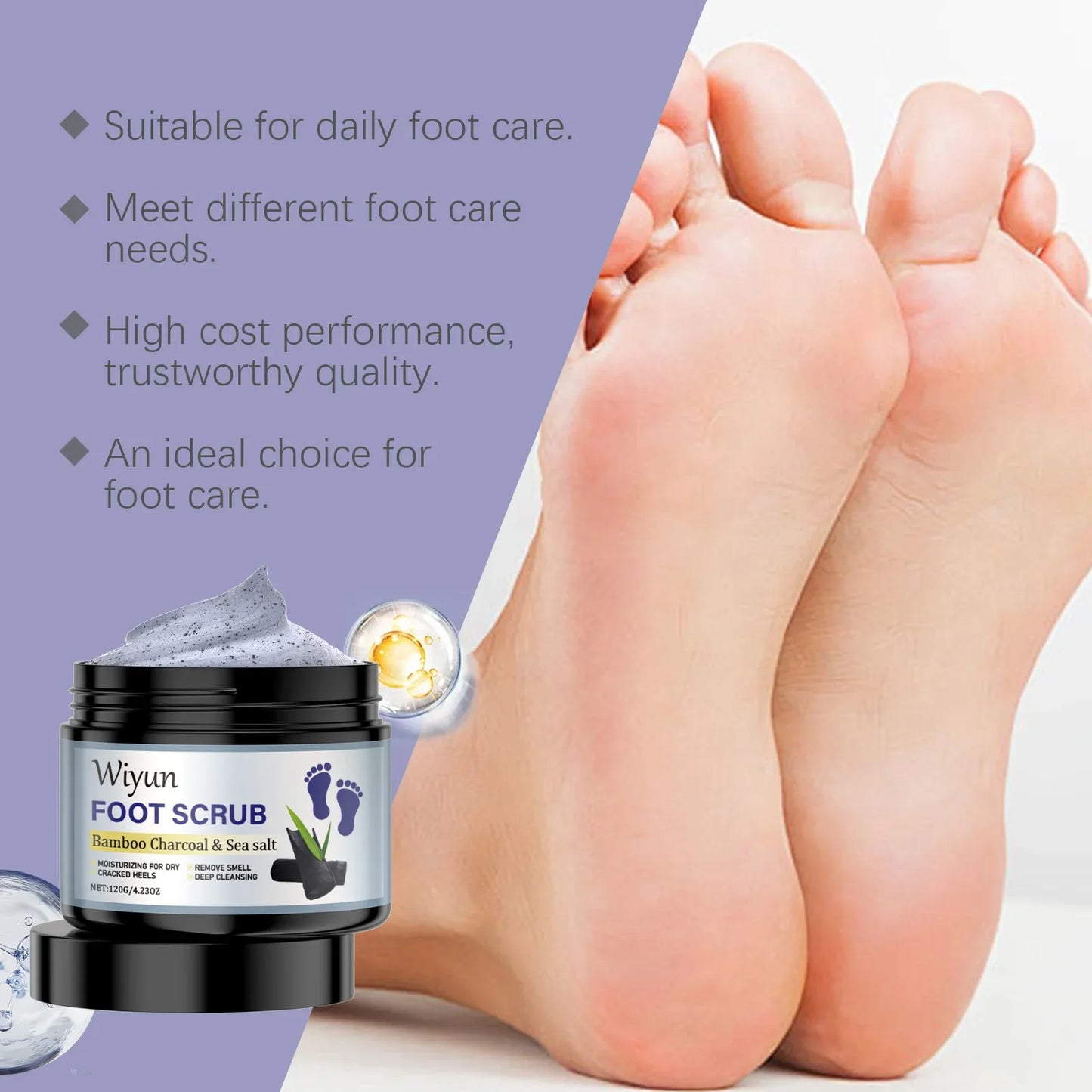 Bamboo Charcoal Sea Salt Exfoliating Foot Scrub – 120ml
