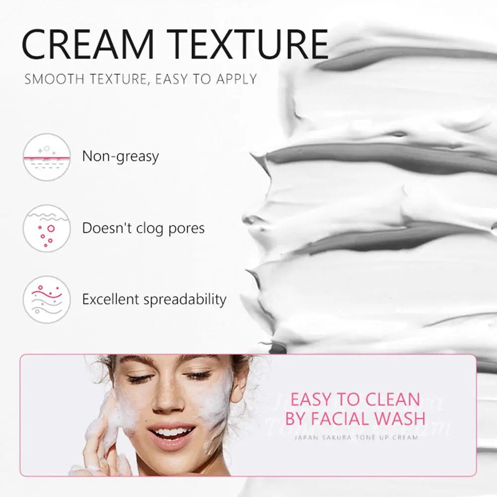 Facial Moisturizer Tone-up Face Cream,Sakura Essence Glow Moisturizer Hydrating Smooth Dry Skin Nourishing Skin Care 60g Peaceful Pleasures Health and Wellness