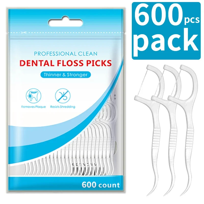 600/300/150pcs Ultra-Fine Toothpicks, Home Set, Portable and Disposable Care Floss- Deep Cleaning for Oral Care Peaceful Pleasures Health and Wellness C751-600pcs