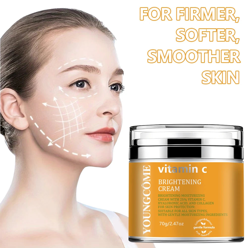 YOUNGCOME Vitamin C Moisturizing Cream - Daily Face Moisturizer with Hyaluronic Acid and Collagen for Glowing Radiant Skin Peaceful Pleasures Health and Wellness