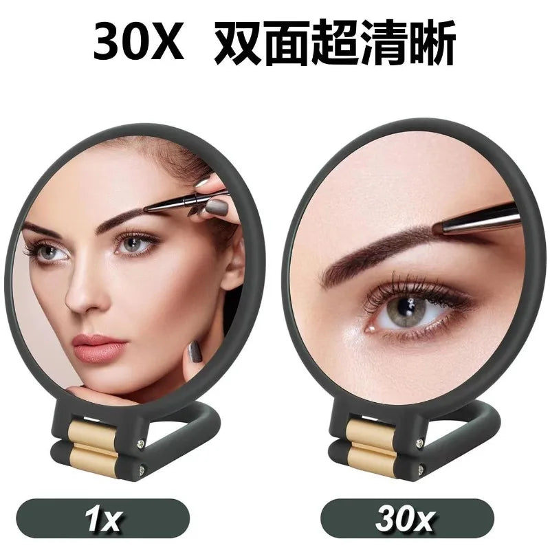 Beauty Hand Mirror, 30X Magnifying Mirror on Stand, Double Sided Magnifying Mirror with 30X/1X Magnification, 360°Adjustable Han Peaceful Pleasures Health and Wellness