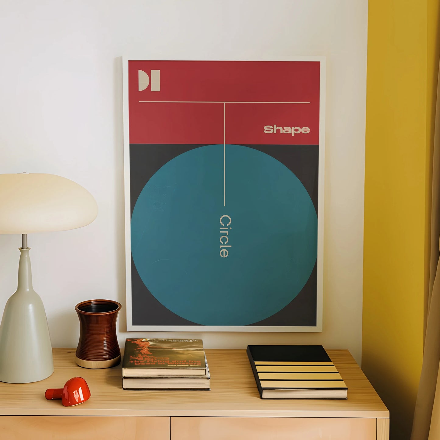 Modern Minimalist Shape & Circle Canvas Wall Art Print Poster