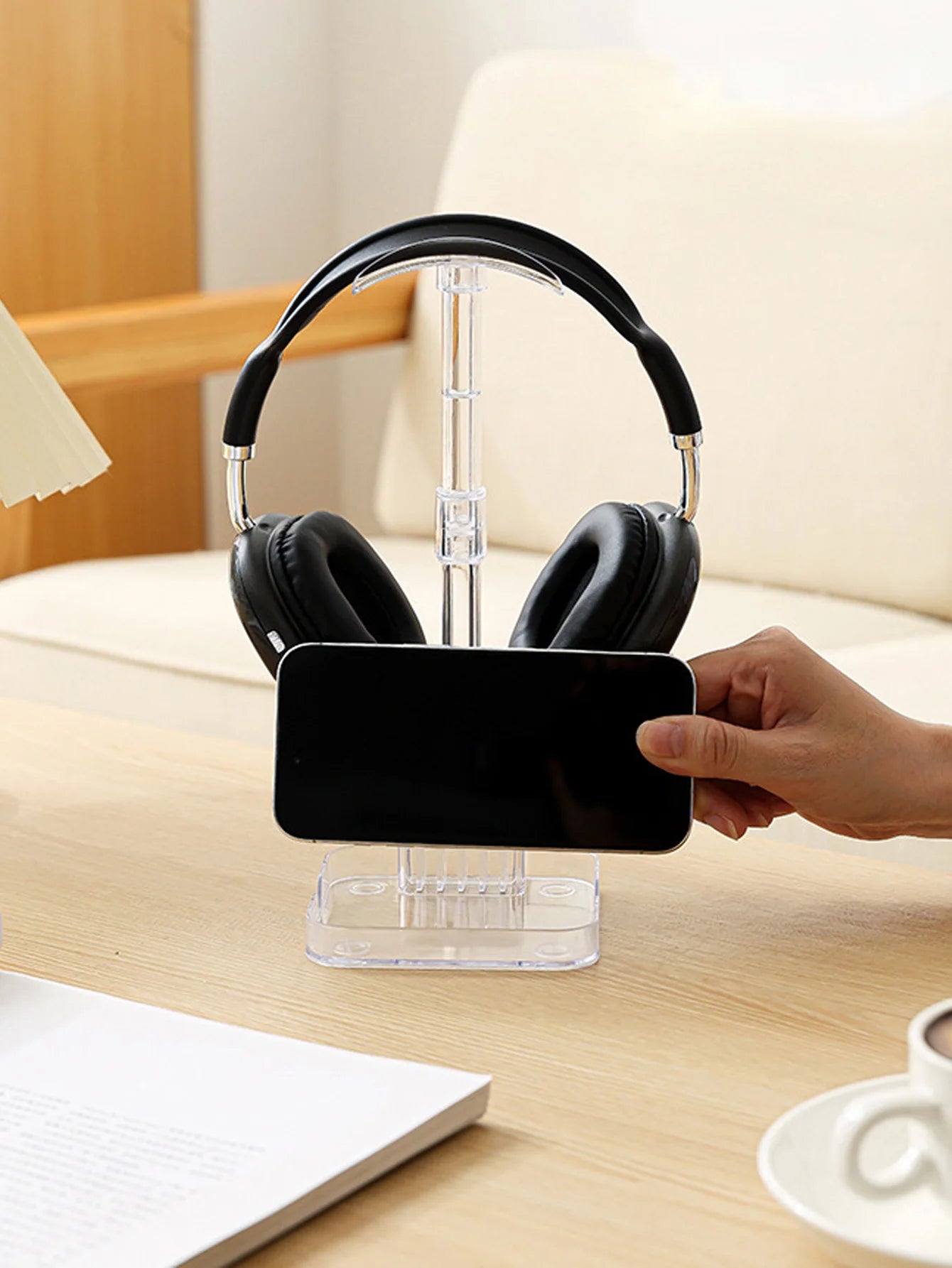 1Pcs Multi-functional Headphone Stand Display Rack Space Saving Phone Holder Desktop Organizer Vertical Bracket Hanger Peaceful Pleasures Health and Wellness