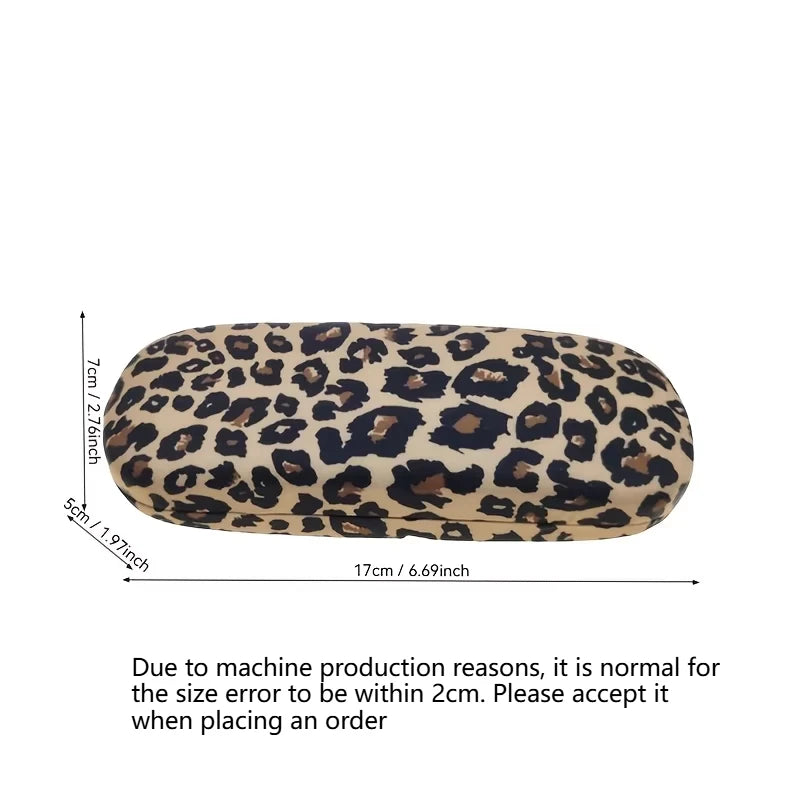 Leopard Print Metal Glasses Case | Hard Shell Travel Storage