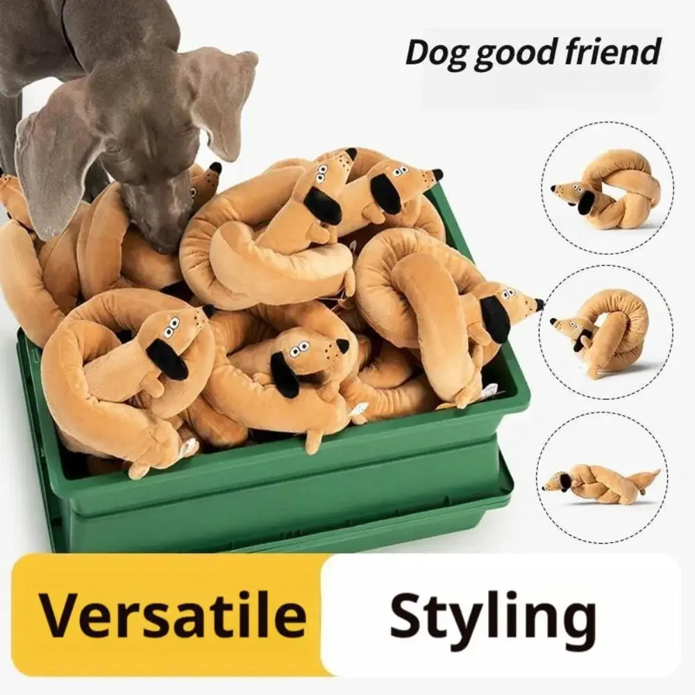 Squeaky Long Dachshund Plush Dog Toy Chew Resistant Soft Sausage Puppy Tug Toy For Interactive Play Pet Supplies Peaceful Pleasures Health and Wellness