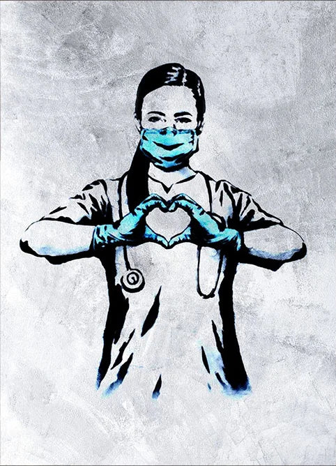 Banksy Game Changer Nurse Tribute Poster Wall Art Canvas Painting Living Room Pictures Bedroom Office Cuadros Home Decoration Peaceful Pleasures Health and Wellness 08 40x60cm Unframed