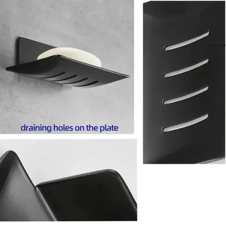 Wall-Mounted Black Stainless Steel Soap Dish Holder