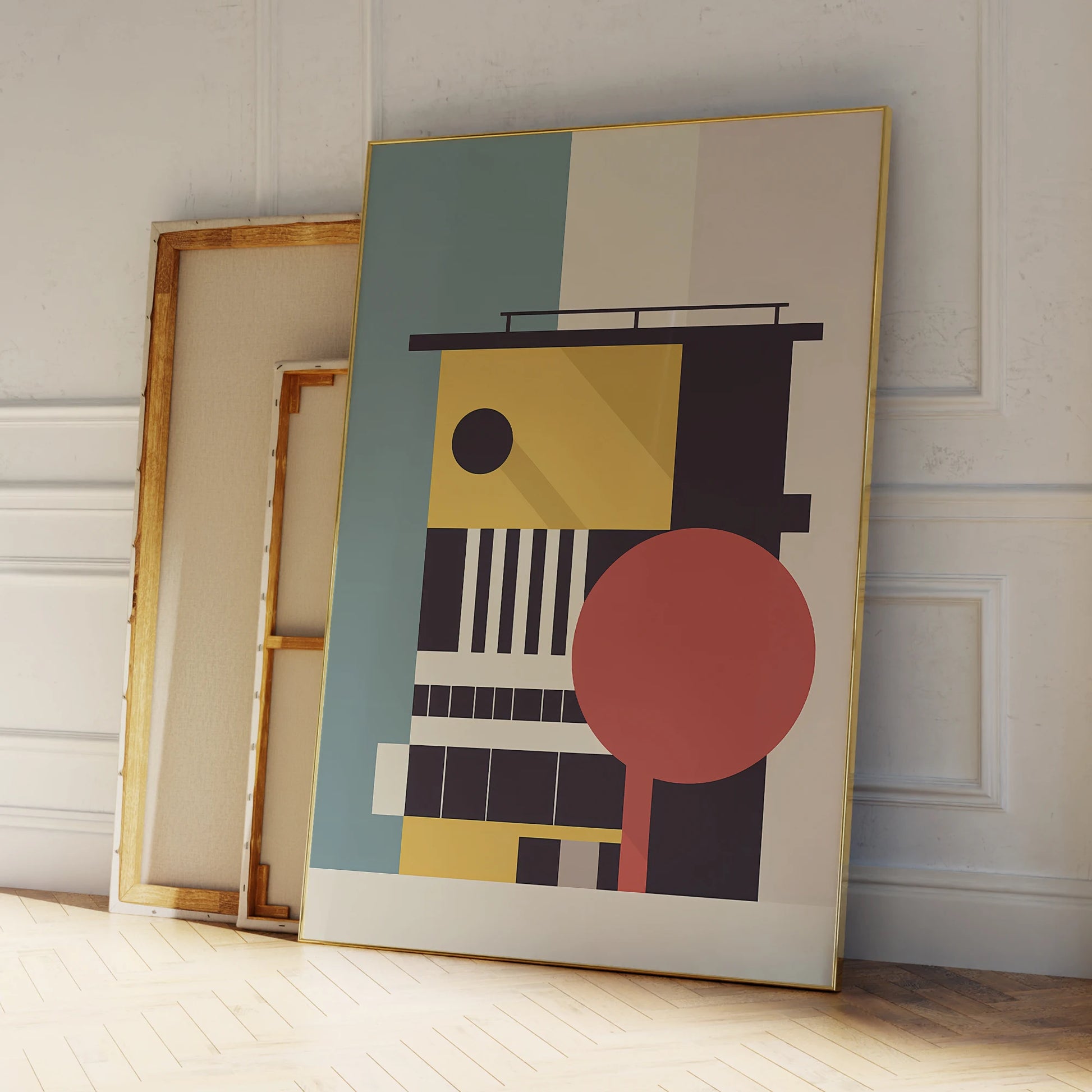 Modern Bauhaus Geometry Framed Canvas Wall Art Print | Home Décor Framed Canvas Wall Art Peaceful Pleasures Health and Wellness