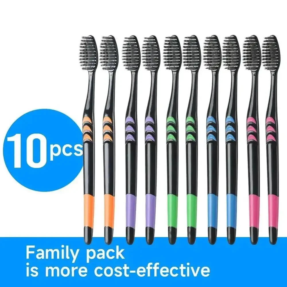 Black Charcoal Ultra Soft Toothbrushes – 10-Pack Peaceful Pleasures Health and Wellness