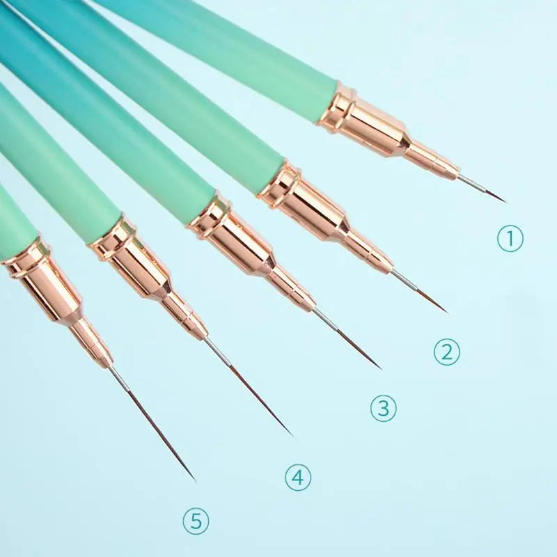 5-Piece Nail Art Liner Brush Set | Striping & Detail Brushes