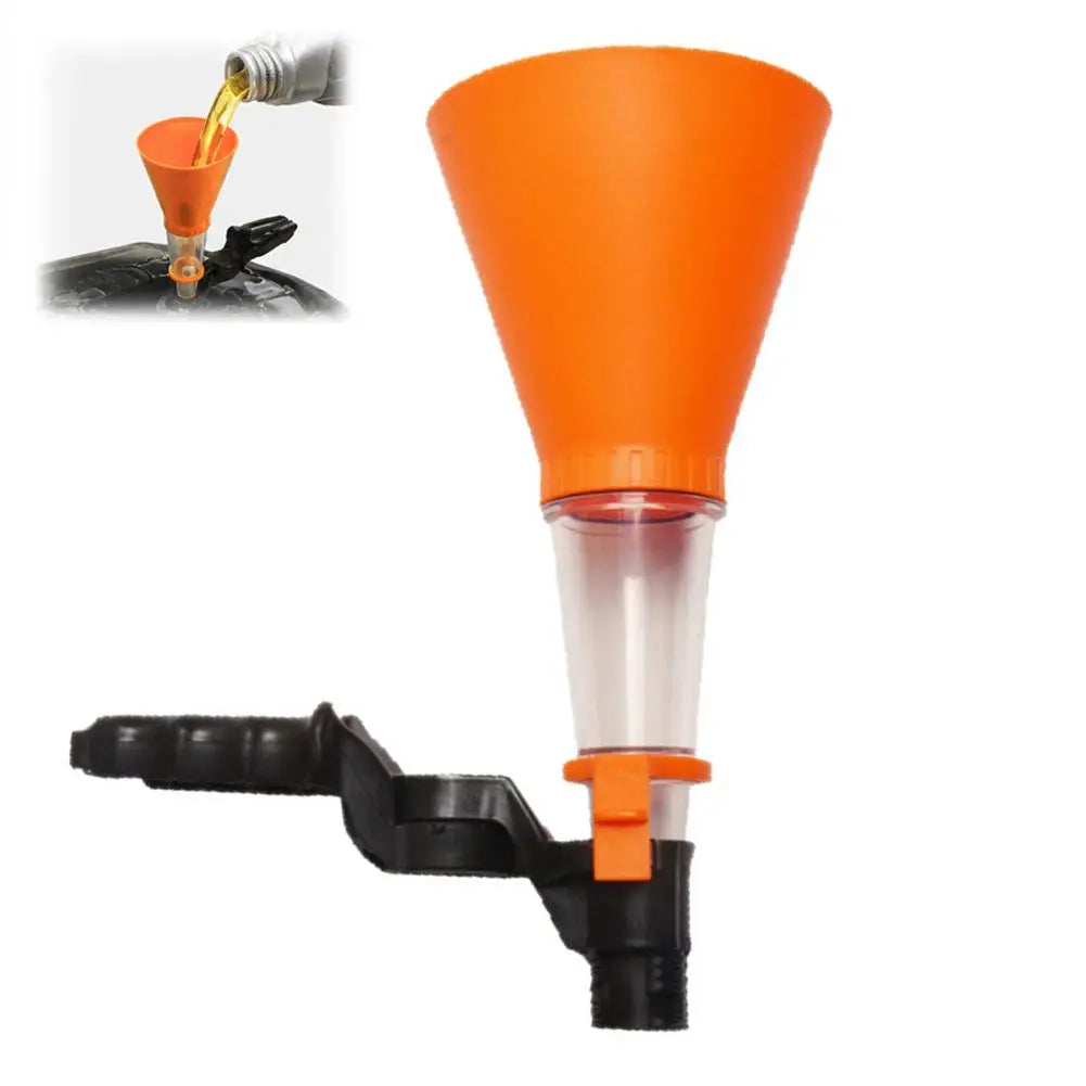 Universal Self‑locking Car Oil Filling Funnel Adjustable Clamp Engine Oil Change Funnel Leak‑proof Oil Change Equipment Tool Peaceful Pleasures Health and Wellness 1pcs