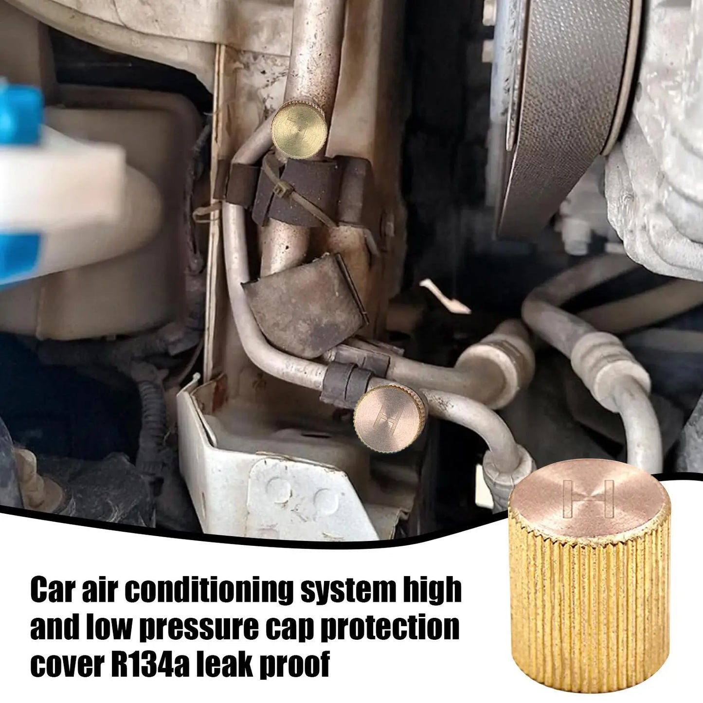Leakproof AC Low Pressure Cap, Copper Dustproof Valve Cover For Automotive HVAC Air Conditioner Radiator Line Vent Repair tool Peaceful Pleasures Health and Wellness