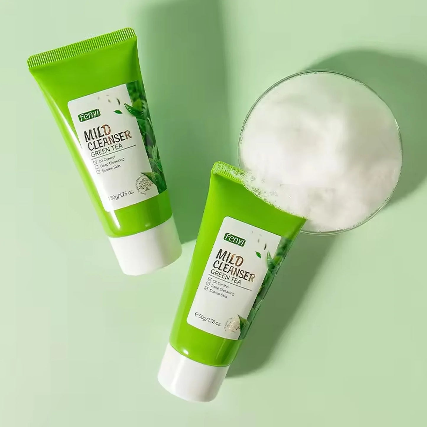 Green Tea Facial Cleanser 50g Skin Deep Cleansing Moisturizing Blackhead Removal Skincare Face Wash Foam Face Cleanser Skin Care Peaceful Pleasures Health and Wellness