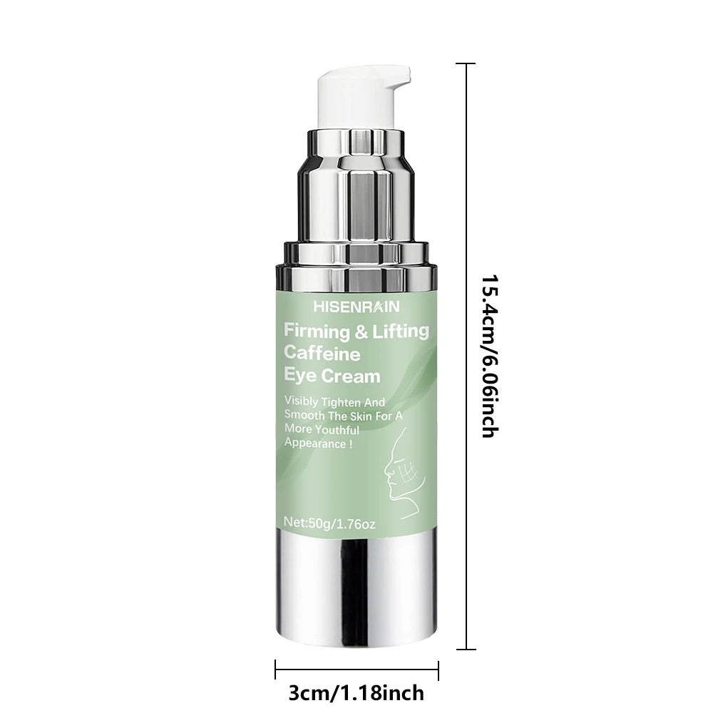 HISENRAIN 50g Vacuum Pump Caffeine Eye Cream - Firming Lifting Anti-Aging, Reduces Dark Circles, Hydrating for Women & Men. Peaceful Pleasures Health and Wellness