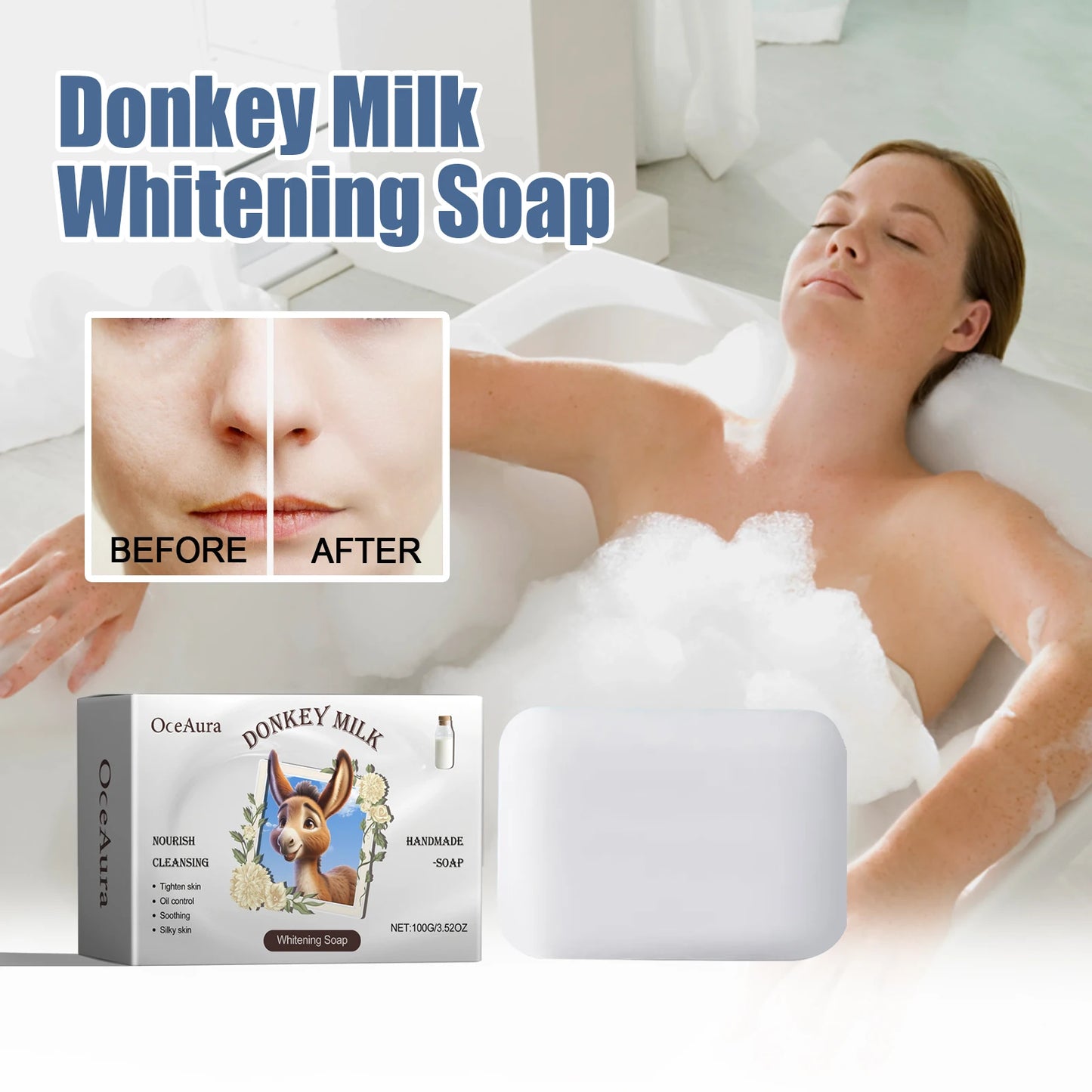 OCEAURA Donkey Milk Whitening Soap – Shea, Olive & Coconut