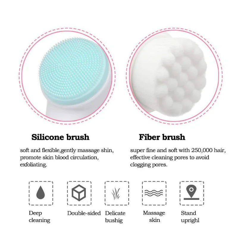 Double-Sided Silicone Facial Cleansing Brush | Exfoliator