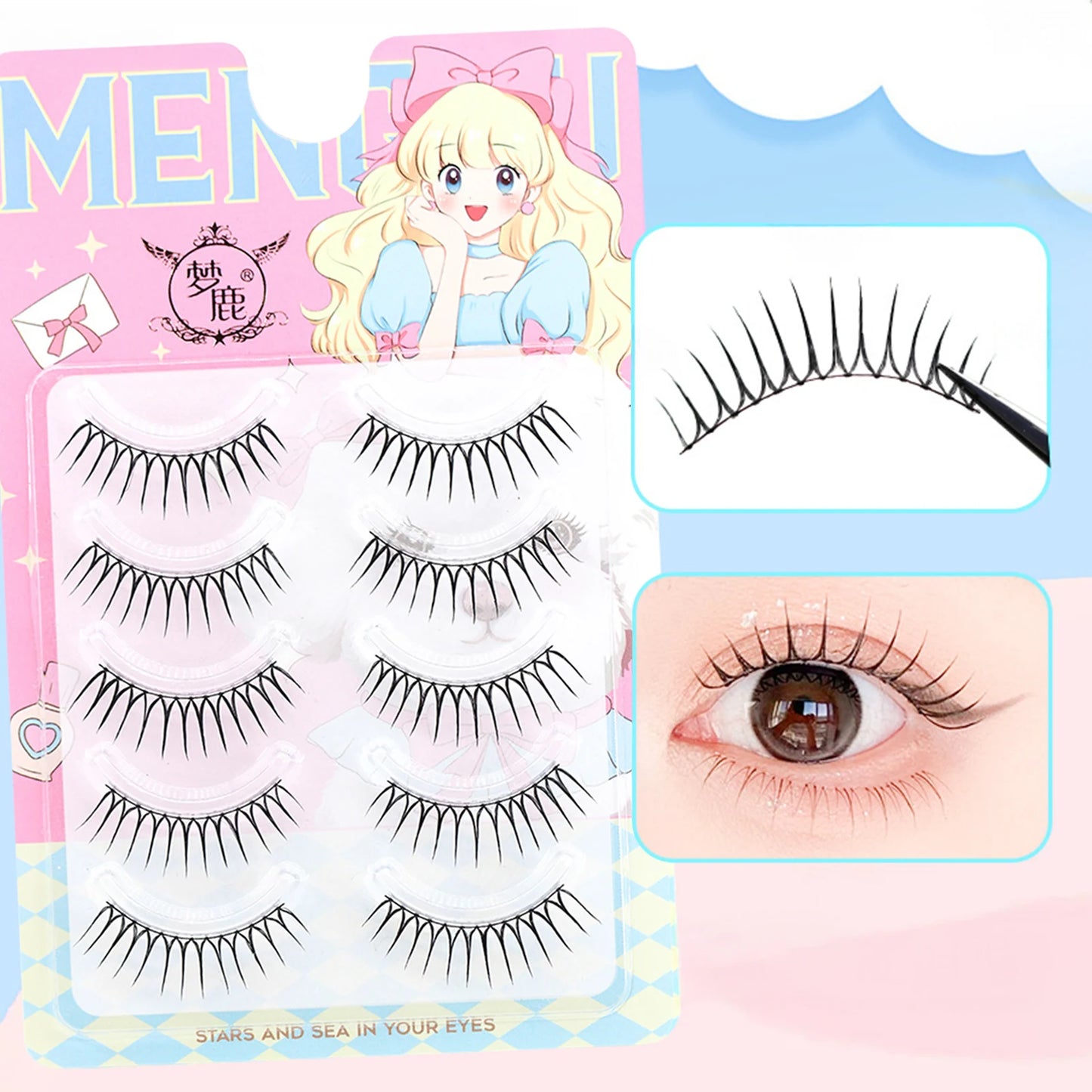Korean Idol DIY False Eyelashes – Natural Wispy Cluster Lashes 5pk