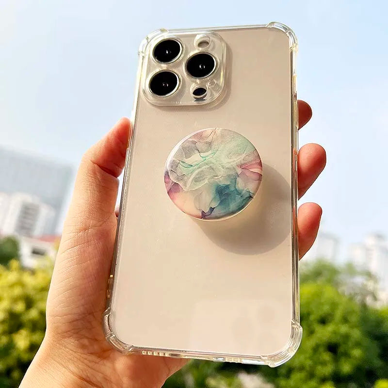 Socket Grip Tok Acrylic Glue Material High Quality Transparent Folding Stand Marble Pattern Phone Holder Foldable phone grip Peaceful Pleasures Health and Wellness
