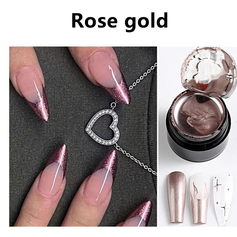 Chrome Gel Nail Polish – Gold, Silver & Rose Gold Mirror Effect
