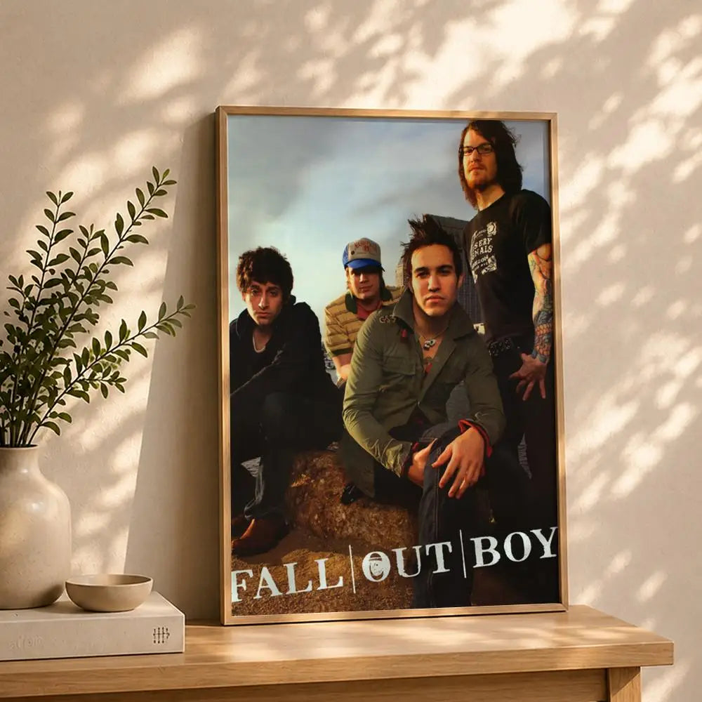 Band F-Fall Out BoyS Poster HD Self Adhesive Waterproof Wall Art Ideal for Home Office Dorm Bedroom Great Gift Peaceful Pleasures Health and Wellness
