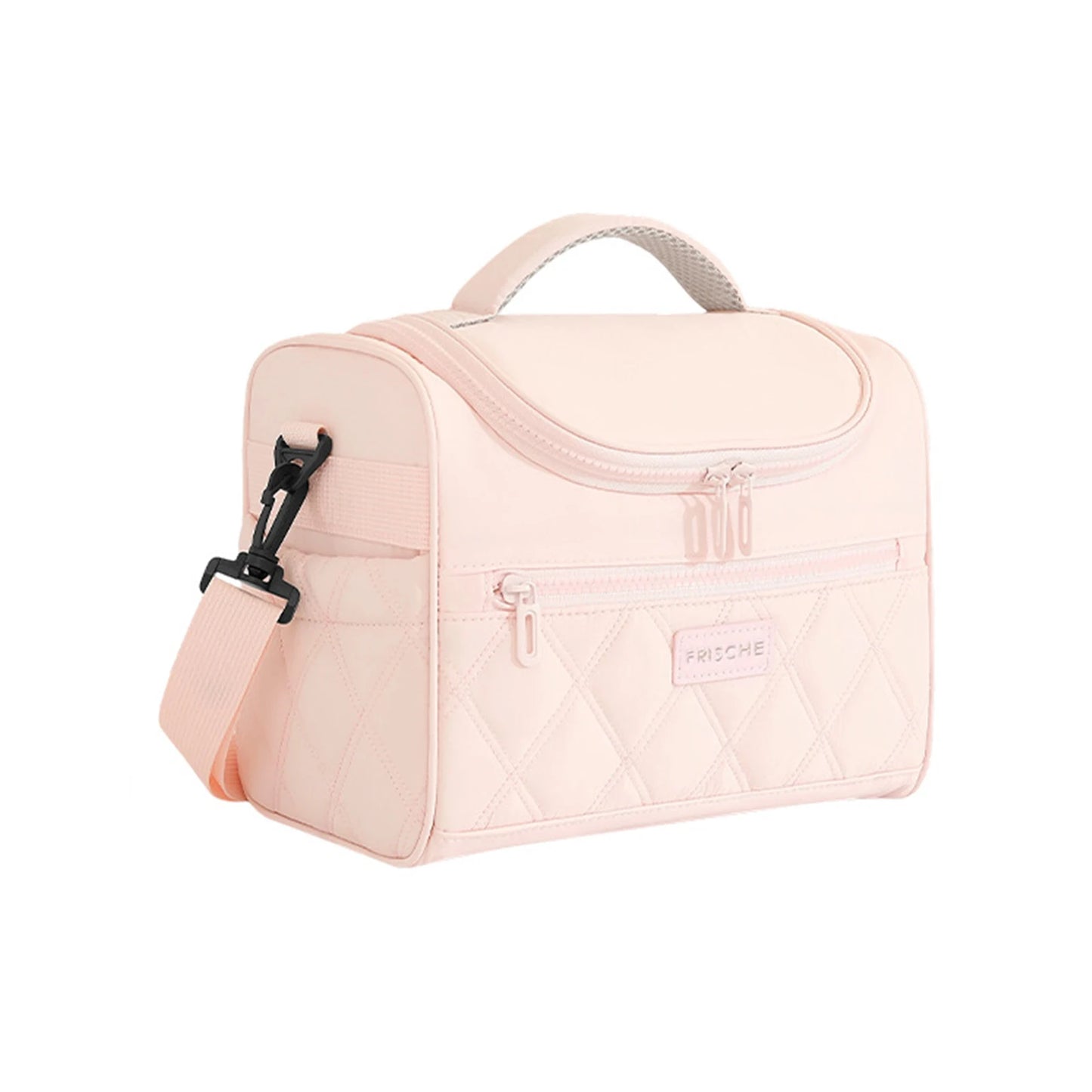 Lunch Bag for Work Picnic Portable Insulated Food Carrier Bag with Waterproof-Lining and Multiple Compartments Peaceful Pleasures Health and Wellness Bagel pink