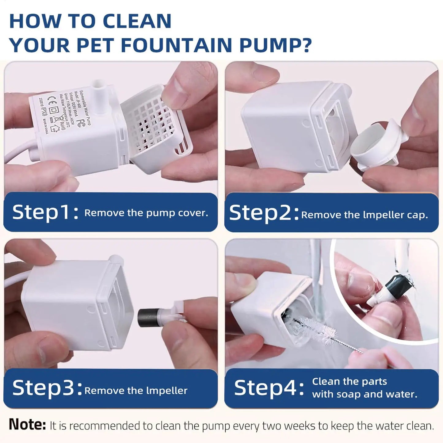 Ultra Quiet Cat Fountain Pump – USB Submersible Pet Water Pump