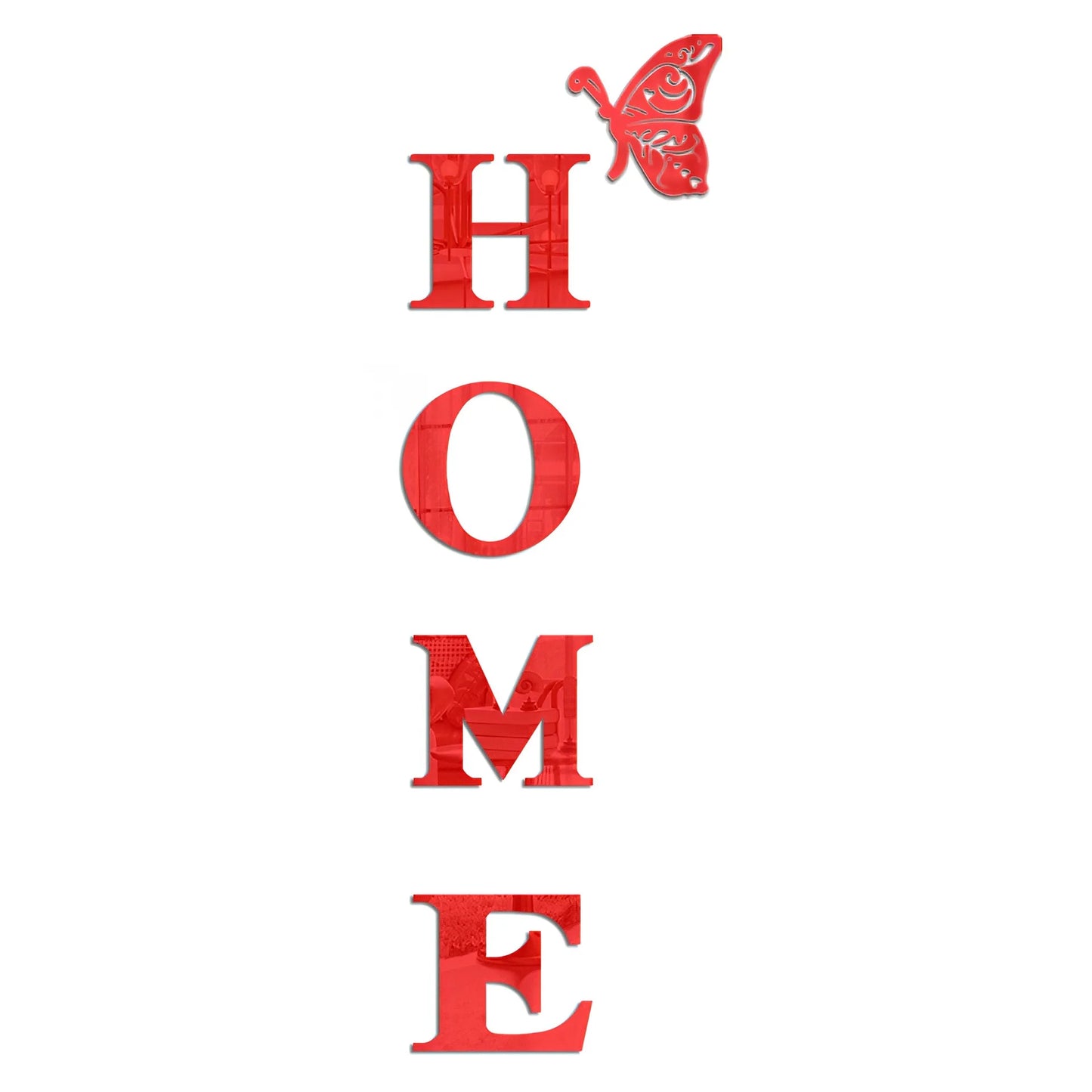 3D Acrylic DIY Mirror Large Self-Adhesive Removable Wall Stickers Family English Alphabet Living Room Bedroom Home Decorations Peaceful Pleasures Health and Wellness 80x27CM 40G-red