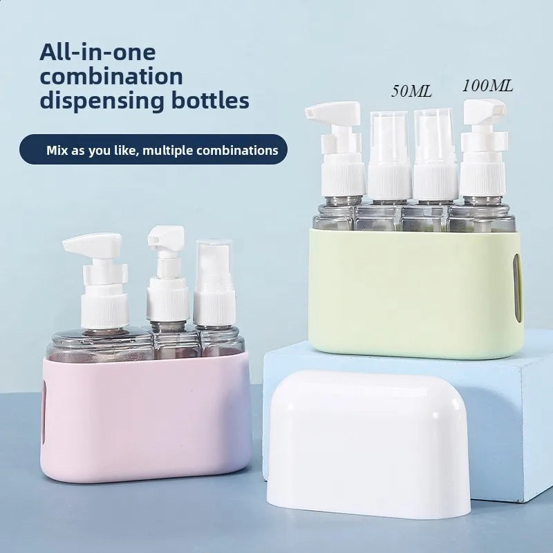 3PCS SET 50ml&100ml Travel Bottle Set Shampoo Shower Gel Hand Soap Cosmetic Moisture Body Empty Bottle Travel Kit Accessories Peaceful Pleasures Health and Wellness