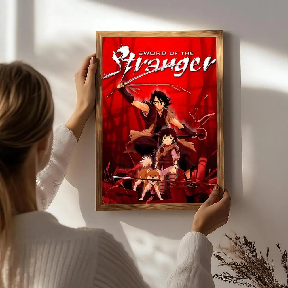 Movie S-Sword of the Stranger Poster HD Self Adhesive Waterproof Wall Art Ideal for Home Office Dorm Bedroom Great Gift Peaceful Pleasures Health and Wellness White5 21X30cmNoframe