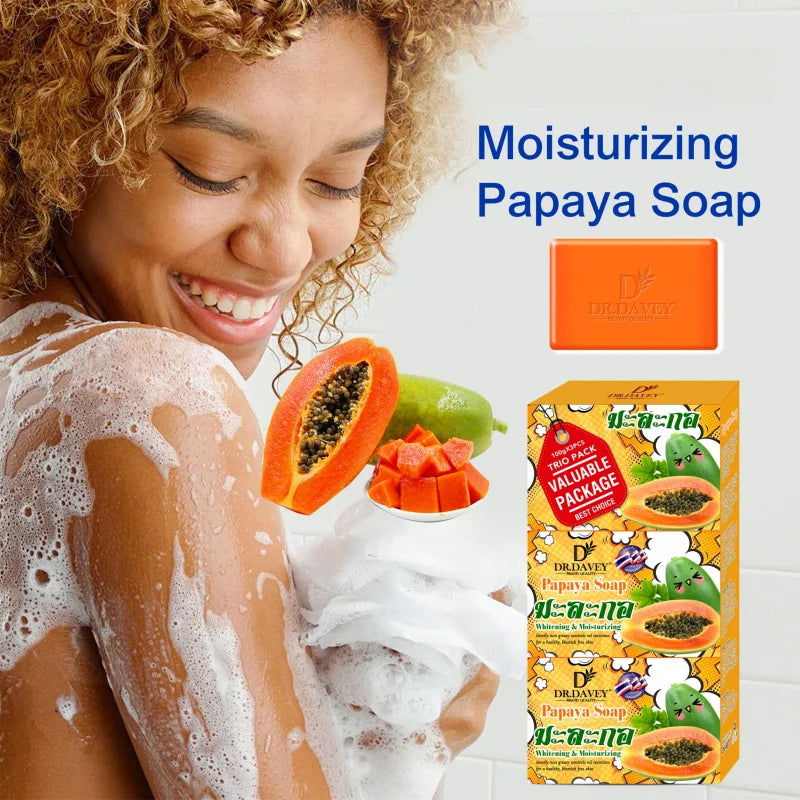 3pcs Papaya Soap Cleansing and Moisturizing Handmade Soap for Bathing, Face Washing, and Skin Moisturization Peaceful Pleasures Health and Wellness