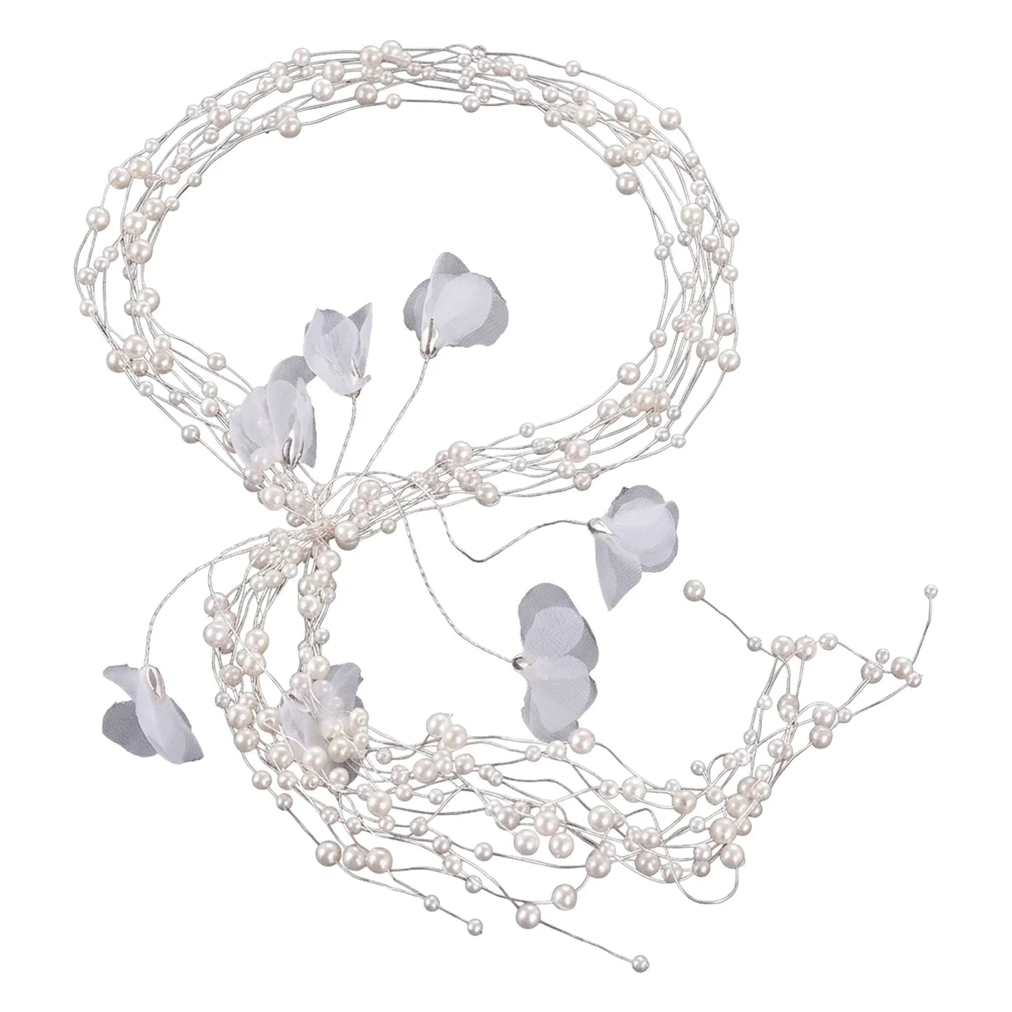 Multi Layer Pearl Headband With 40cm Fringe For Wedding Bridal Accessories Peaceful Pleasures Health and Wellness White
