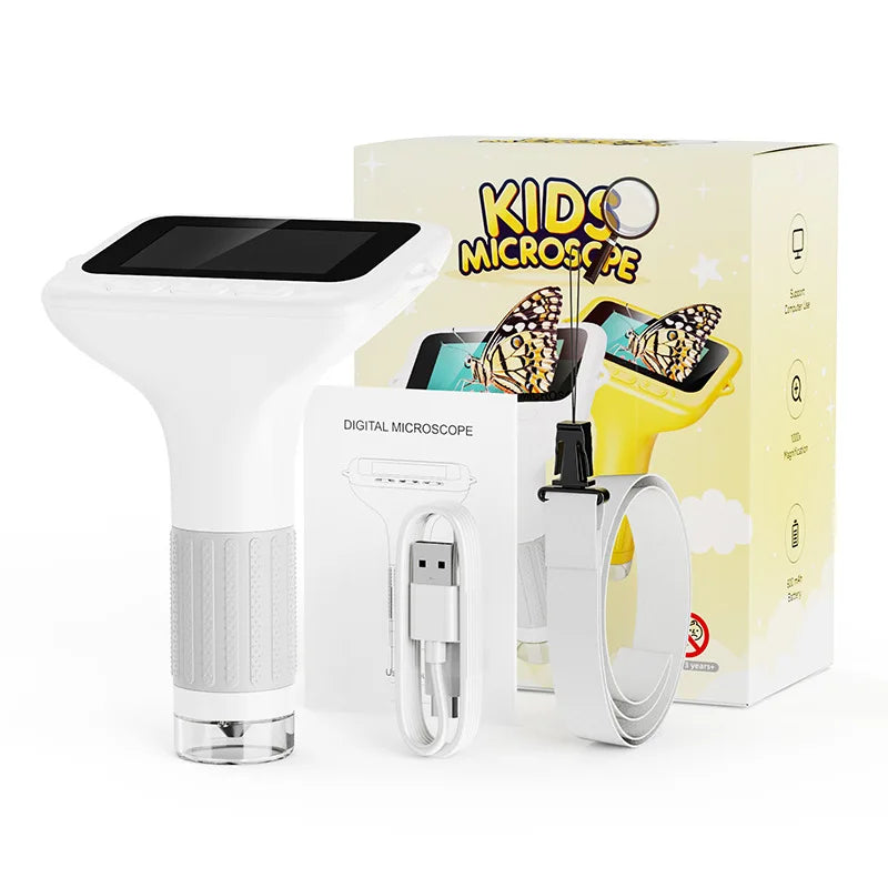 Children's Handheld 3-Inch Optical Microscope Magnifying Glass Toy 1000 Magnifying Portable Microscope Peaceful Pleasures Health and Wellness