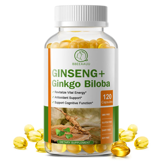 Ginseng Ginkgo & Ashwagandha Capsules – 120ct Peaceful Pleasures Health and Wellness