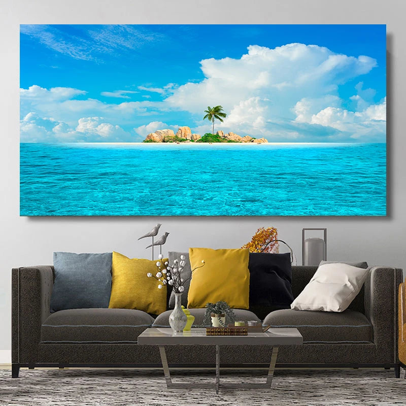 Natural Modern Seascape Wall Pictures Landscape Beach Sea Ocean Canvas Painting Wall Art Posters for Living Room Decor Cuadros Peaceful Pleasures Health and Wellness