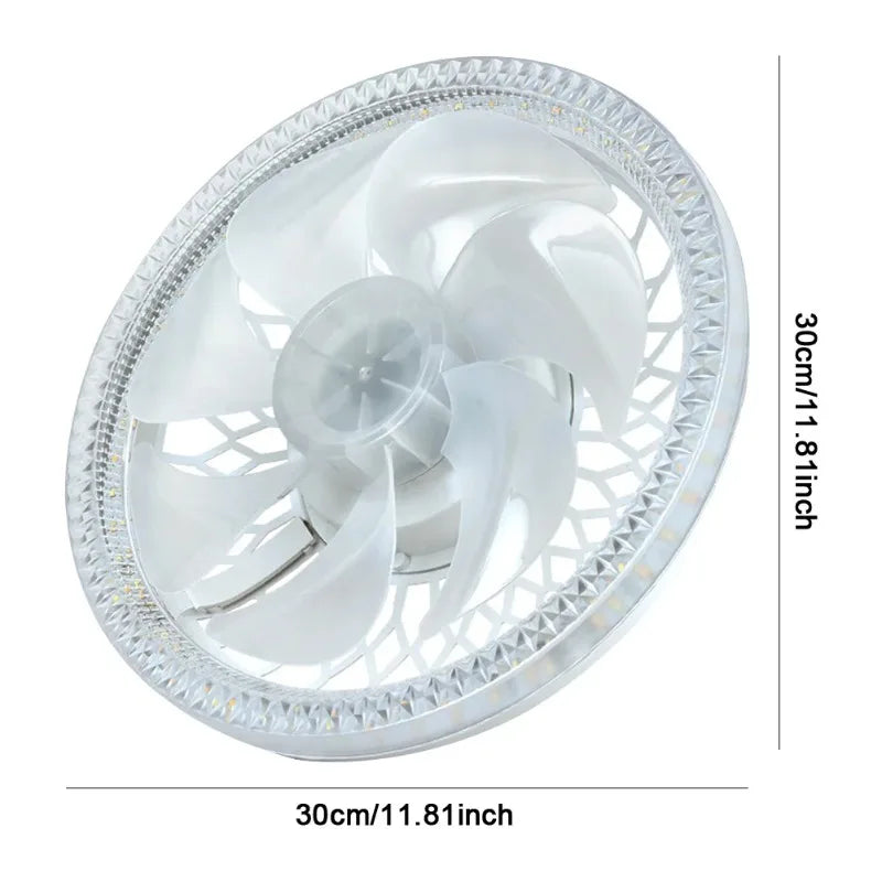 Crystal LED Ceiling Fan Light | Remote Control, 4 Speeds, Dimmable