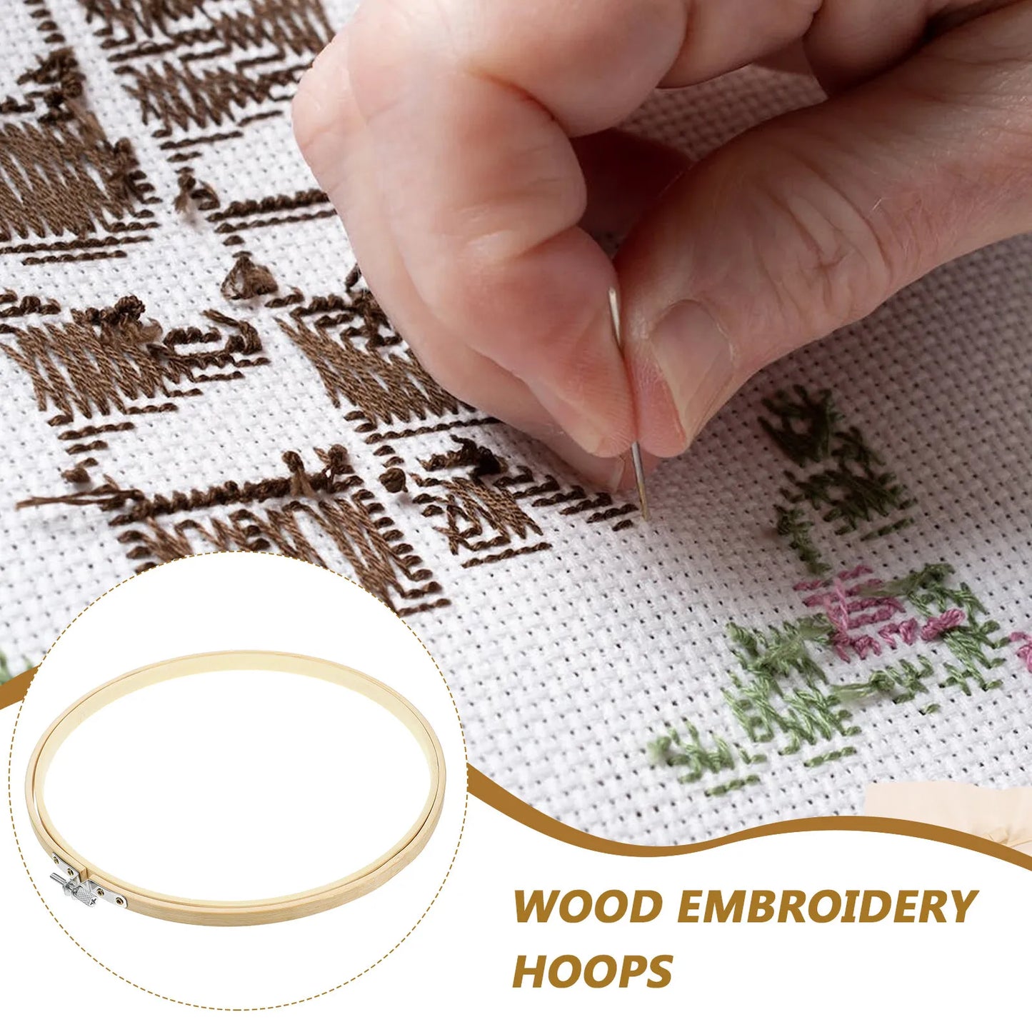 9inch Bamboo Circle Embroidery Hoop Ideal for Cross Stitch and Fabric Painting Perfect Base for Needlecraft Projects Peaceful Pleasures Health and Wellness