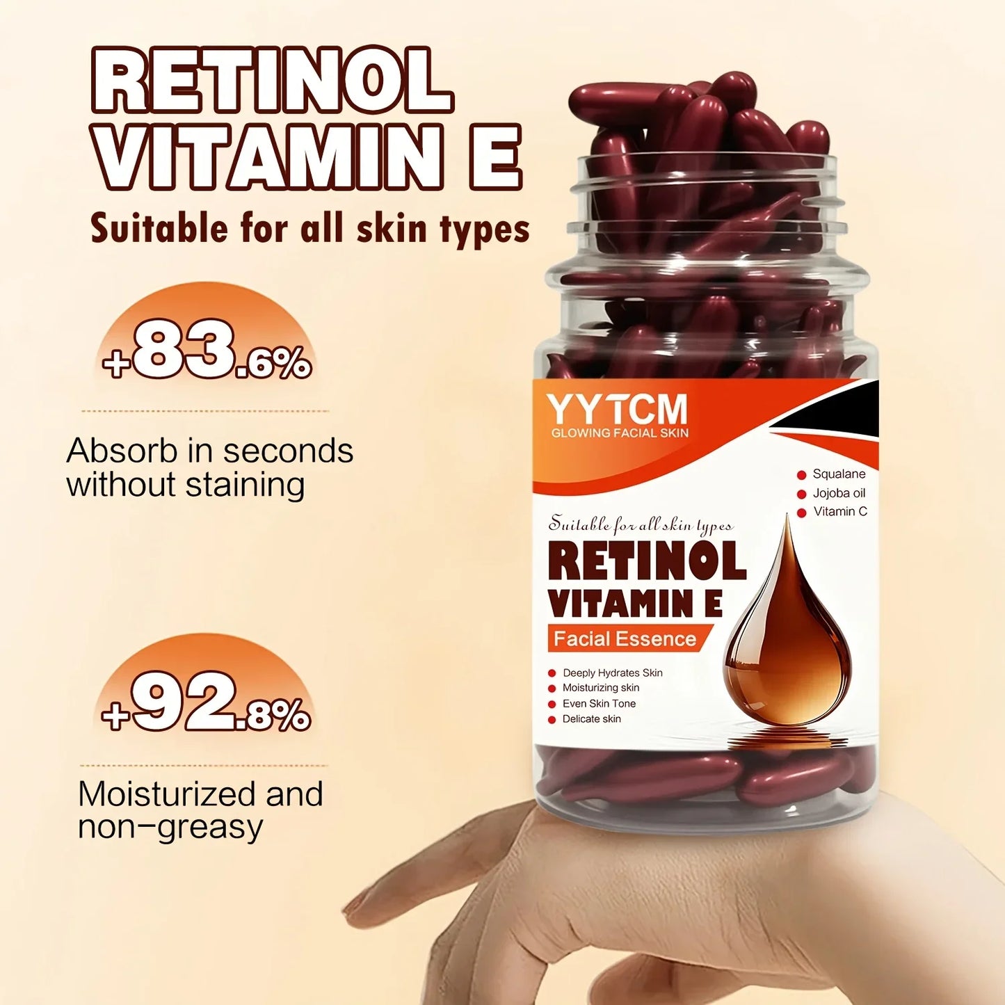 Retinol & Vitamin E Capsule Essence | 90 Caps Moisturizing Serum