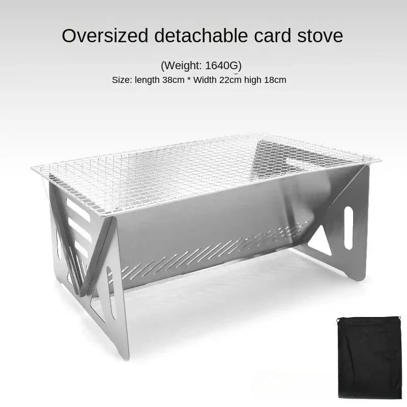 Folding Portable Camping Charcoal Grill – Stainless Steel BBQ Portable Camping Grill Peaceful Pleasures Health and Wellness 22cm x 18cm x 38cm