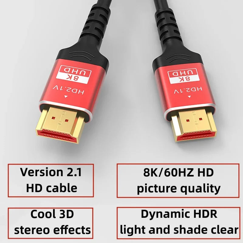 HD 2.1 8K@60Hz Cable 48Gbps High Speed Nylon Braided eARC Dolby Atmos HDR Video Cord for PS5 Xbox Xiaomi TV Box Monitor Peaceful Pleasures Health and Wellness