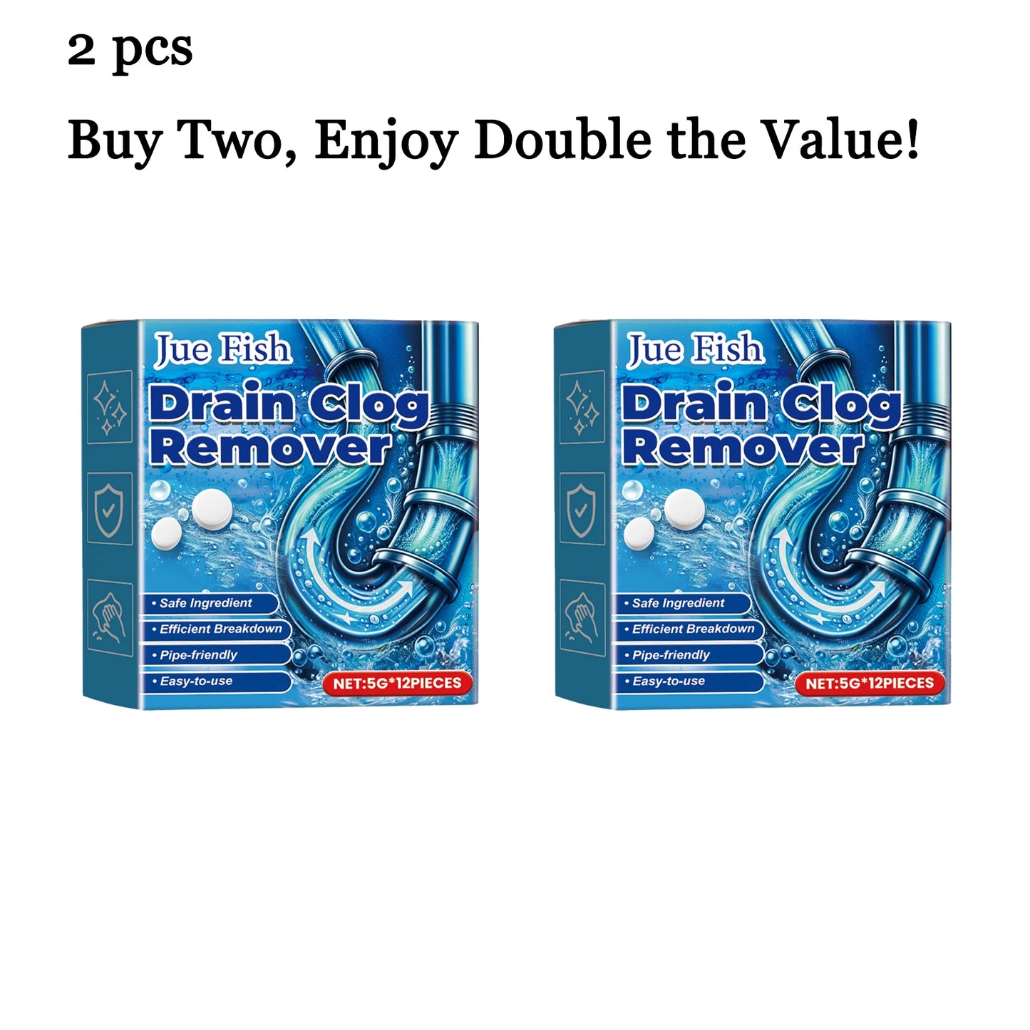 12-Pack Drain Clog Remover Effervescent Tablets | Pipe Cleaner