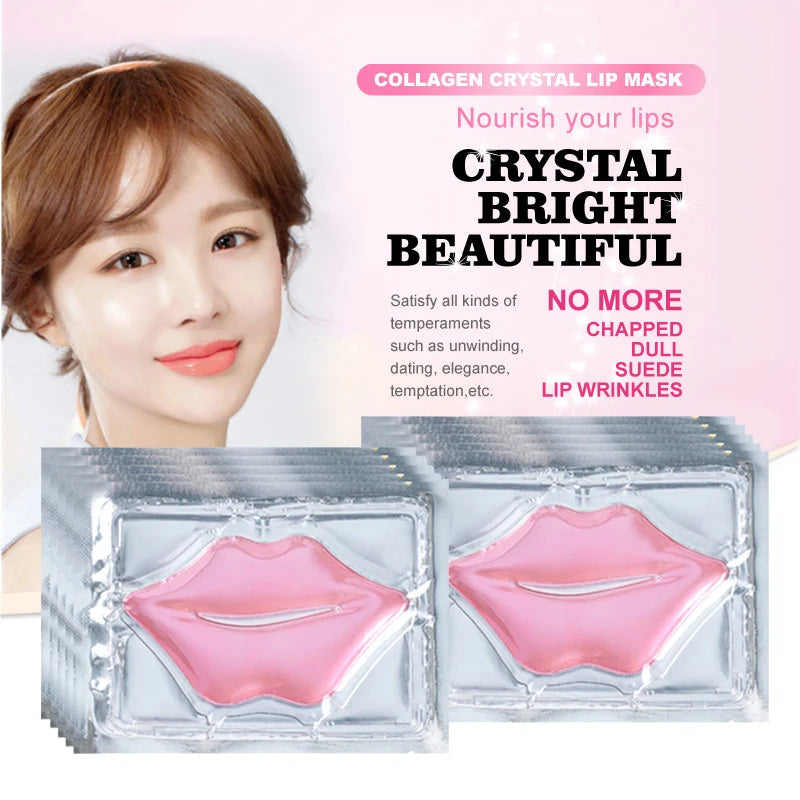 Pink Crystal Collagen Lip Mask – Plump & Moisturize Lips Collagen Lip Mask Peaceful Pleasures Health and Wellness 10pcs