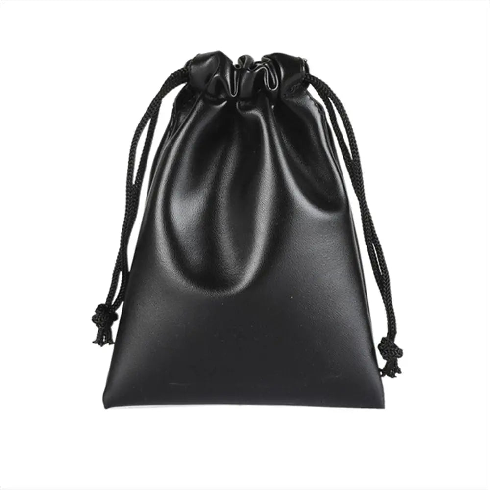 Travel PU Leather Headphone Bags Draw String Bag Dust-proof Headset Bag Black Drawstring Bag Men Women Peaceful Pleasures Health and Wellness 12x11cm