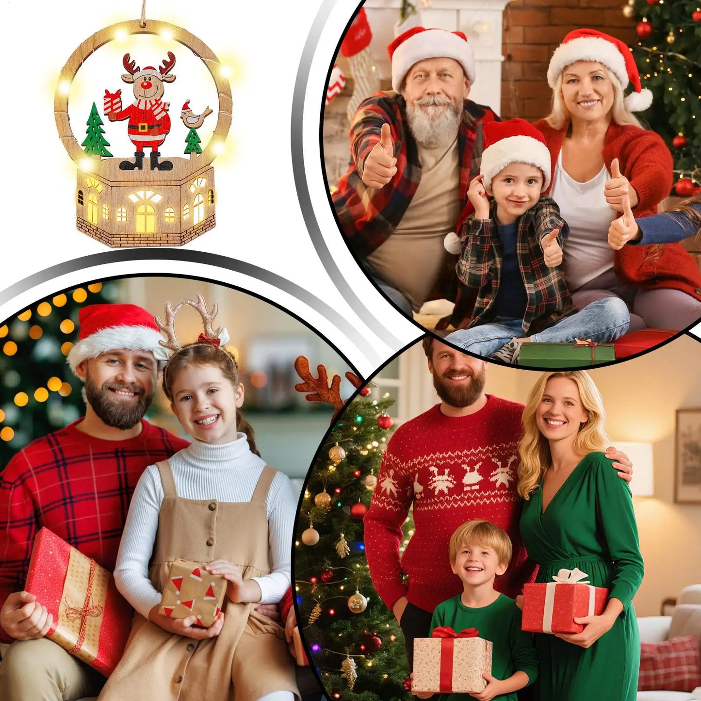 LED Light-Up Wooden Christmas Ornament | Holiday Tabletop Decor