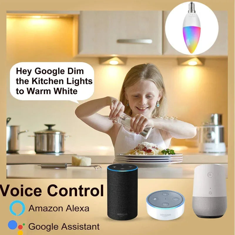 Tuya Smart E14 WiFi LED Candle Bulb – RGB, Alexa & Google Home