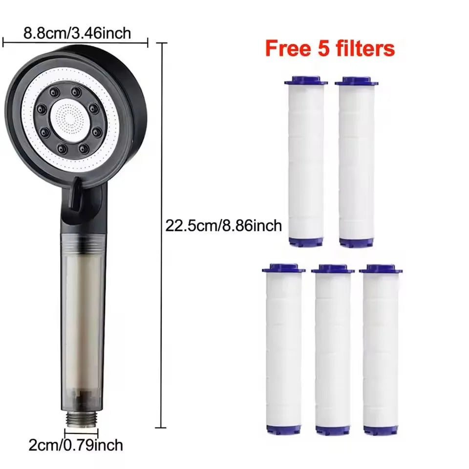 High Pressure Shower Head – 5 Jet Modes & Built-In Filter