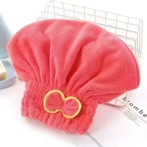 Microfibre Quick-Dry Hair Towel Wrap Cap with Bowknot | Women Hair Towel Wrap Cap Peaceful Pleasures Health and Wellness 1pc red