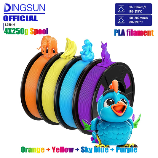 DINGSUN 3D 1.75mm High Speed PLA Filament ±0.02mm FDM 3D Printer Filament Peaceful Pleasures Health and Wellness 4 Color set LL