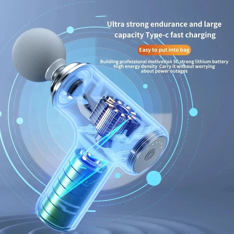Portable Electric Massage Gun with 4 Interchangeable Heads & LED Light for Full Body Relaxation Electric Massage Gun Peaceful Pleasures Health and Wellness