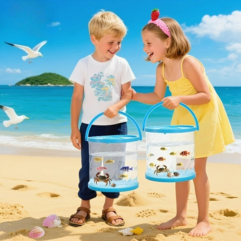 Foldable Small Aquarium, Plastic Portable Fish Tank with Cover, Transparent Fish Transport Container/Fishing Bucket Peaceful Pleasures Health and Wellness