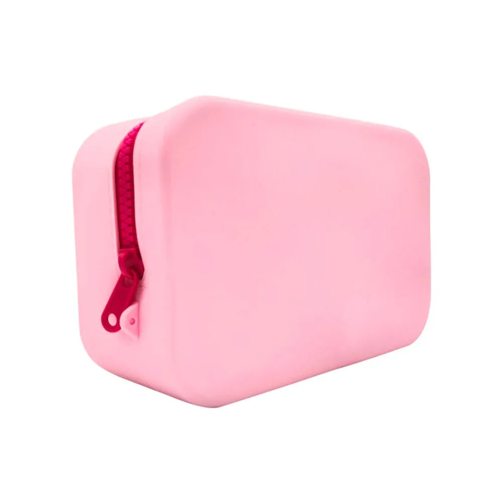 Portable Large Capacity Silicone Coin Purse Waterproof Zipper Lipstick Bags Data Line ID Credit Card Holder Peaceful Pleasures Health and Wellness Pink